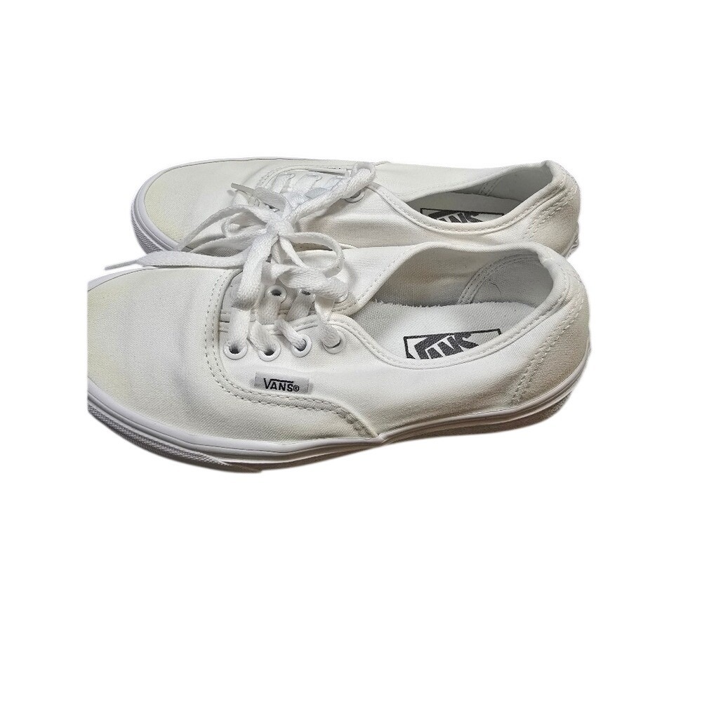 Vans Authentic White Canvas Low Top Sneakers Womens 5.5 Mens 4.0 Skate Shoes